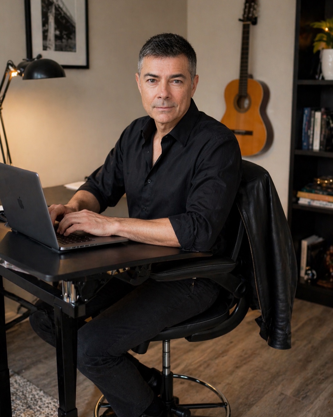 Ian Chowdhury at his workstation